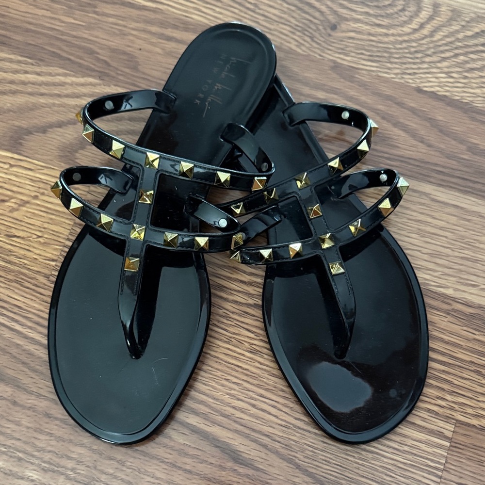 Nicole Miller Black Studded Sandals